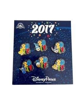 Disney Parks 2017 Tinker Bell Sorcerer Mickey Stitch Donald Duck Simba Pin Set